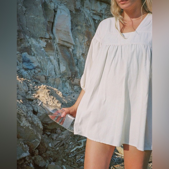 NWT harly jae Paysanne Mini Dress white linen large L XL - Picture 9 of 9